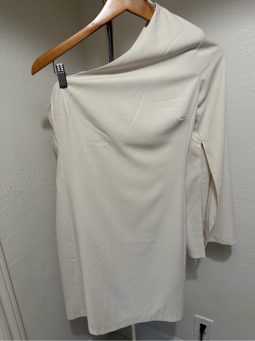 Banana Republic One-Shoulder Cream Shift Dress